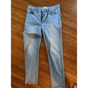 Madewell The Perfect Vintage Jeans Light Wash Raw Hem Size 30 Tall